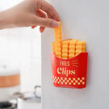 Set Of 12 Fries Sealing Clip, Creative French Fries Bag Sealer with Holder, Fridge Magnet Bag Clips, Food Seal Clip, Snack Sealing Sealing Clamp, Moisture-proof Preservation Clip, Crinkle Chips Closure Clip