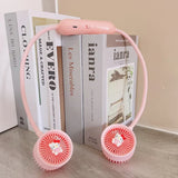 Cartoon Neck Hanging Fan, Usb Rechargeable Travel Neck Fan, Outdoor Ventilator Air Cooler Cooling Neckband Fan, Bladeless Hanging Neck Fan, Summer Traveling Outdoor Sports Fans, Hands Free Rechargeable Head Fan