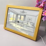 Sunshine Art Painting Frame, LED Shadow Painting Frame, Creative Tabletop Decor Photo Frame, light painting painting Light and Shadow Glowing Frame, Creative Artistic Shadow Painting, 3 Color Luminous Wall Art Decoration, Wooden Light Hollow Photo Frame
