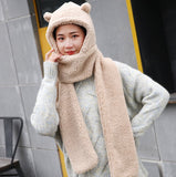 Winter Faux Fur Plush BearHood Scarf Hat & Gloves Set – Warm Winter Accessories Pakistan