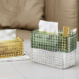 3 Compartment Diamond Tissue Box, Sundries Makeup Paper Storage Box, Napkin Remote Control Storage Box, Spring Tissue Paper Box, Crystal Rectangular Scarf Box