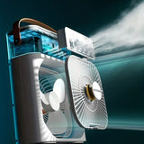 Humidifier Cooling Fan, Personal USB Air Cooler Fan, Mini Air Freshener Cooling Fan, Water Mist Humidification Fan, 3 In 1 Portable Fan Air Conditioner, Desktop Electric Fan Air Cooler, 7 Colors LED Light Humidifier, USB Powered Mini AC