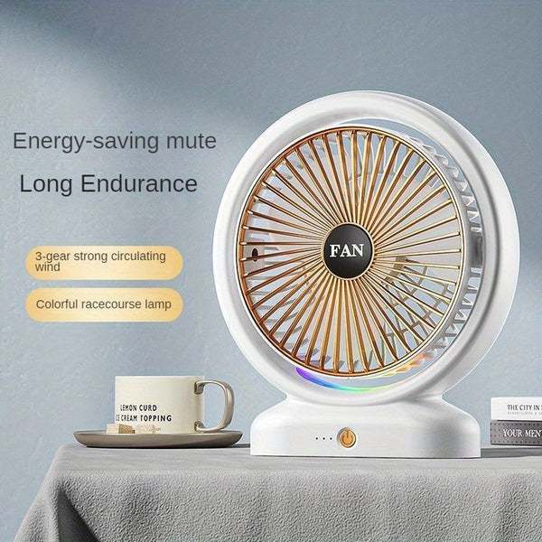 Mini Desktop Fan with Light – Portable Cooling Fan