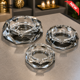 FACETED CRYSTAL GLASS ASHTRAY SET - SMALL