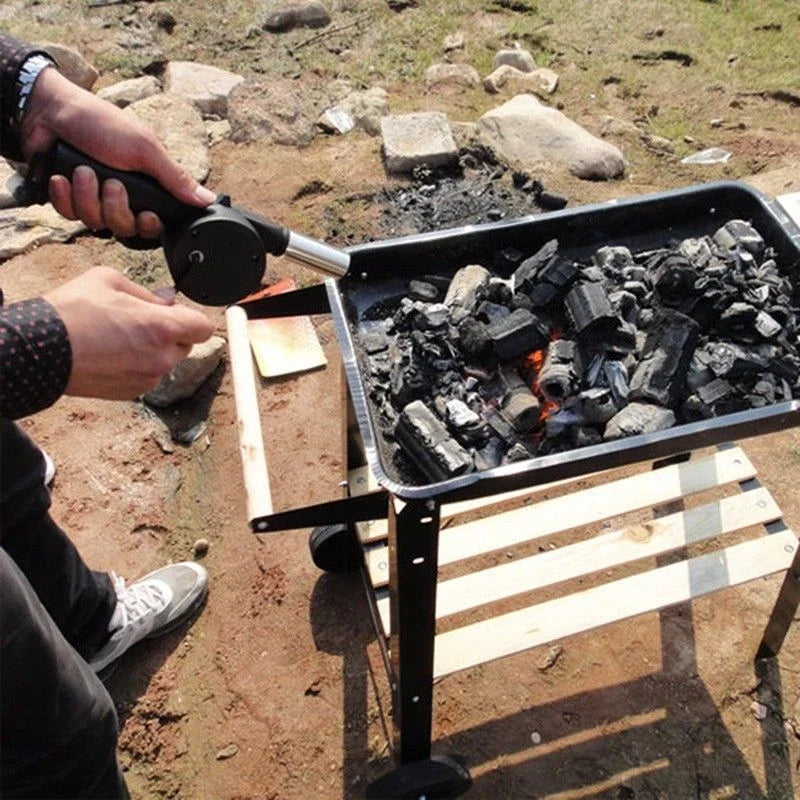 Manual Mini Air Blower, Portable Hand Powered BBQ Crank Fan, Barbecue Fire Bellows For Outdoor, Hand Cranked Air Blower, Portable BBQ Grill Fire Tool, Outdoor Cooking Fire Starter, Camping Ignition Outdoor Camping BBQ Air Blower