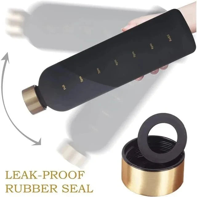 1L Frosted Time Marker Water Bottle – BPA Free Leakproof Gym Bottle