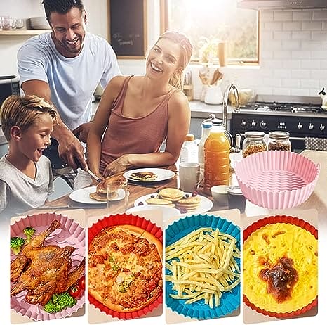 Silicone Air Frying Plate, Oven Baking Tray, Non Stick Baking Basket Mat, Round Replacement Grill Pan Accessory, Silicone Pot Liner Basket, Round Microwave Pads, Kitchen Cooking Tool