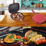 Double Sided Grill Pan, Non-Stick Barbecue Tool, Cookware Grill Frying Pan, Stainless Steel Double Face Pan, Multipurpose Nonstick Grill Pan With Strong Magnetic Handles, Kitchen Accessories Cooking Tool