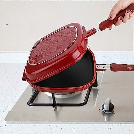 Double Sided Grill Pan, Non-Stick Barbecue Tool, Cookware Grill Frying Pan, Stainless Steel Double Face Pan, Multipurpose Nonstick Grill Pan With Strong Magnetic Handles, Kitchen Accessories Cooking Tool