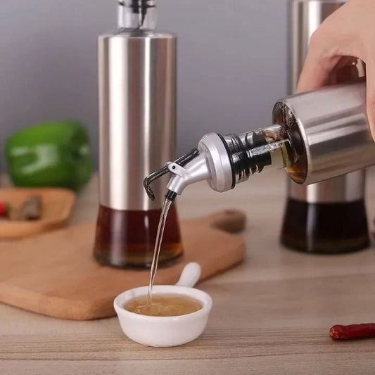 Glass Oil & Vinegar Dispenser – Easy-Pour Bottle with Sprinkler for Kitchen 300ML