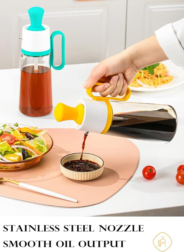 Glass Olive Oil Dispenser with Silicone Basting Brush – Kitchen Oil Pour Bottle