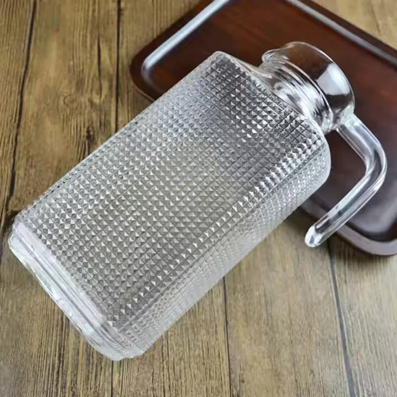 Glass Water Jug with Plastic Lid – 1.74L Premium Beverage Pitcher