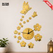 GOLD & BLACK BUTTERFLY AND FLOWER DECORATIVE WALL CLOCK