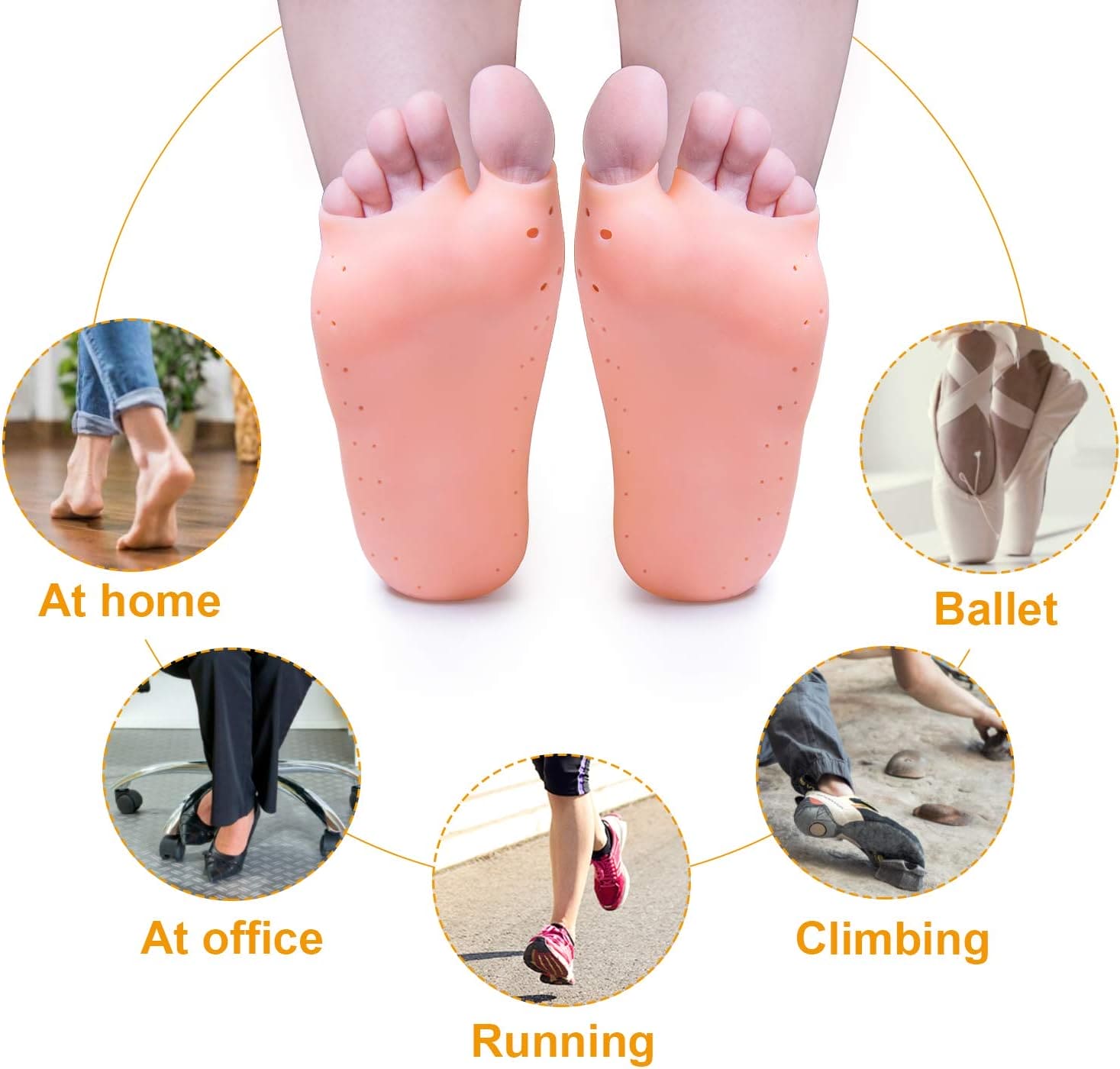Pair Of Silicone Boat Heel Insole, Silicone Moisturizing Gel Sock, Anti Crack Protective Insole, Soft Open Toe Socks For Foot Care Protector, Shallow Boat Sock for Girls Ladies, Nonslip Gel Moisturizing Socks Foot Care