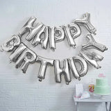 Happy Birthday Foil Balloons, Gold/ Silver HBD Foil Letters, Happy Birthday Balloon Bunting