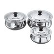Set Of 3 Handi Set, Desi Handi Style Cooking Pots, Kitchen Cookware Set, Kitchen Dekchi Set Pot With Lid, Kitchen Cooking Bell Pot Stainless Steel Kitchen Ware Cooking Bowl