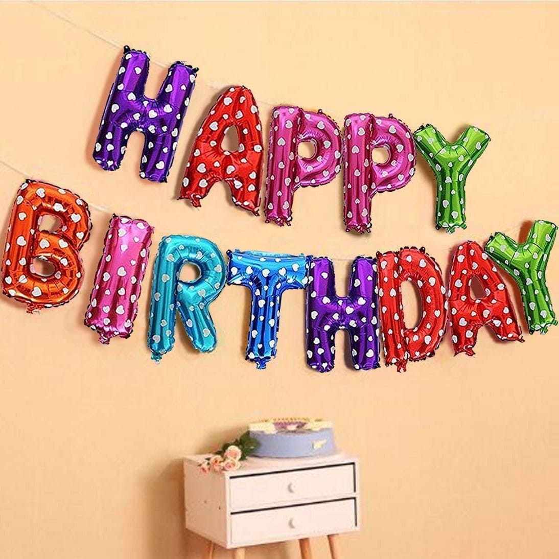 Multicolor Dotted Birthday Foil Balloon, Happy Birthday Multicolor Dotted Foil Balloons, Birthday Polka Dotted Balloons