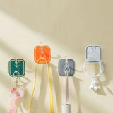 Six Hook Sticky Hanger, Multipurpose Wall Hooks, Transparent Plastic Duty Wall Hook for Kitchen Bathroom Office Storage, Wall Mounted Towel Hanger