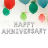 Happy Anniversary Foil Balloons, Gold Silver Happy Anniversary Foil Banner, Decorative Aluminum Film Balloons, Couple Anniversay Foil Balloon Pack