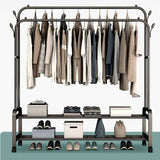 Heavy Duty Metal Clothes Rack with Wheels – Double Rail & Storage Shelf