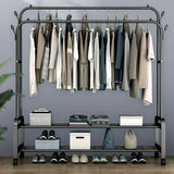 Heavy Duty Metal Clothes Rack with Wheels – Double Rail & Storage Shelf