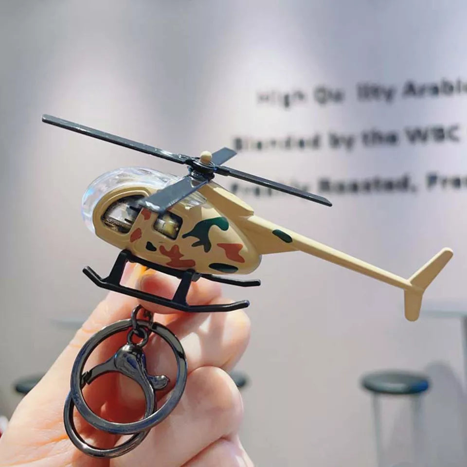 Creative Helicopter Keychain, Alloy Helicopter Keychain, Student School Bag Pendant, Mini Helicopter Model Keychain