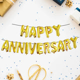 Happy Anniversary Foil Balloons, Gold Silver Happy Anniversary Foil Banner, Decorative Aluminum Film Balloons, Couple Anniversay Foil Balloon Pack