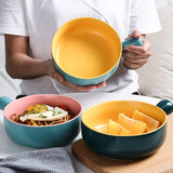 DANNY HOME Ceramic Bowl with Handle – 6.2" Microwave Safe