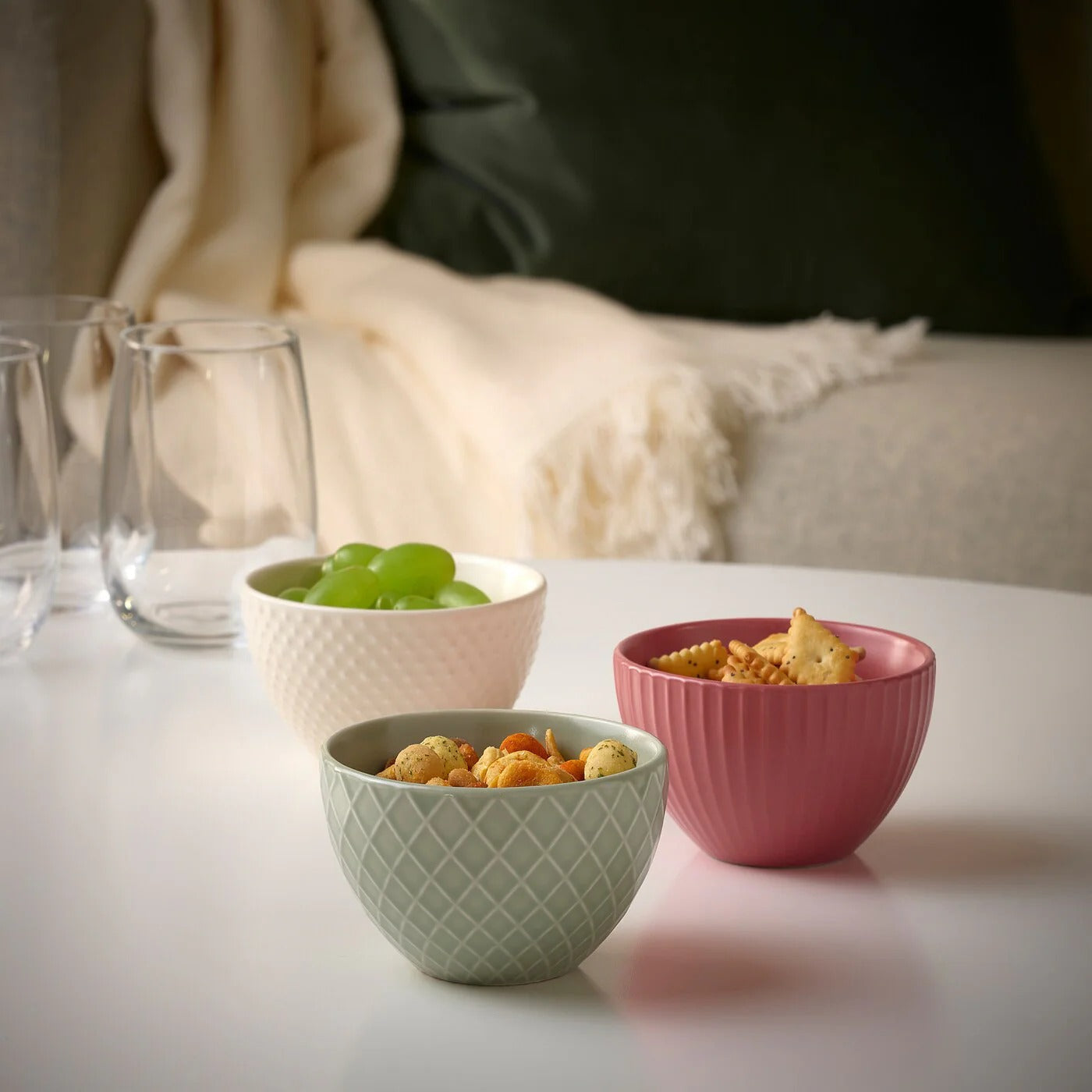 DANNY HOME Ceramic Bowl Set of 3 (4 Inches) – Microwave Safe Serving Bowls