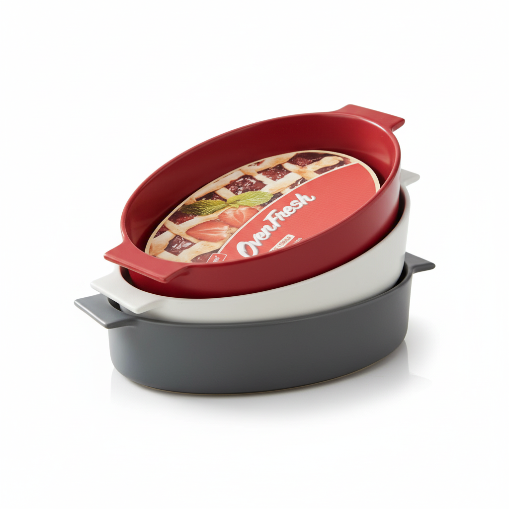 DANNY HOME Porcelain Oven-Safe Baking Dish Set of 3 – Multicolor Cookware Collection