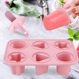 New Silicon Summer Ice Tray, 6 Hole Popsicle Mold, Reusable DIY Homemade Ice Cream Maker Tools, Ice Pole Jelly Popsicle Mold with Reusable Stick, Mini Dormitory Ice Maker for Chilling Cool Drinks