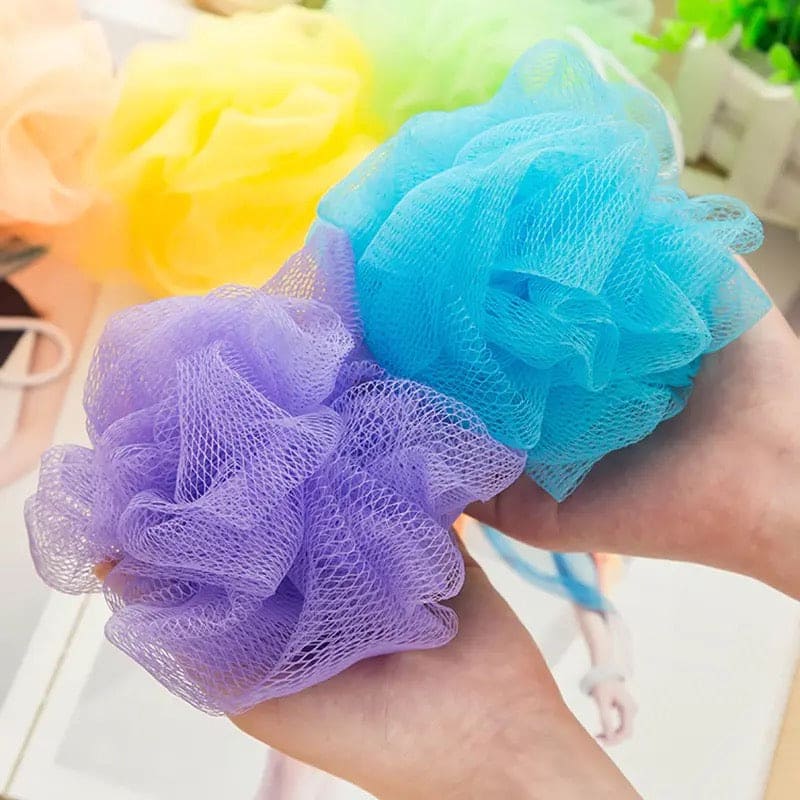 Loofah Sponge, Ball Bath Towel Scrubber, Mini Bath Sponge, Multicolor Body Exfoliating Shower Ball, Flower Bath Mesh Sponge, Bath Flower Shower Sponge Ball, Shower Loofah Sponge Pouf Body Wash Scrubber