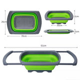 Expandable Silicon Drain Basket, Pull Rod Washing Vegetable Washing Basket, Telescopic Folding Drain Basket With Extendable Handles