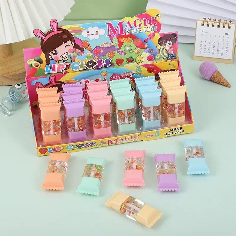 Set Of 6 Cute Candy Shape Lip Gloss, Transparent Gloss Set, Moisturizing Long Lasting Lip Gloss, Crystal Lip Gloss Oil For Women Lips, Non-Stick Waterproof Lip Gloss