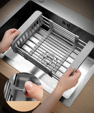 Stainless Steel Dish Drainer, Retractable Tableware Dish Drying Holder, Adjustable Sink Dish Drainer, Fruit Vegetable Washing Drainer, Stainless Steel Sink Rack, Scalable Dish Drying Rack, Kitchen Organizer Basket, Over The Sink Dish Drying Rack