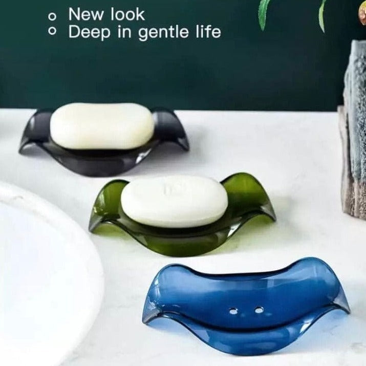 Transparent Wave Shaped Soap Holder With Drain, Creative Soap Dish Holder