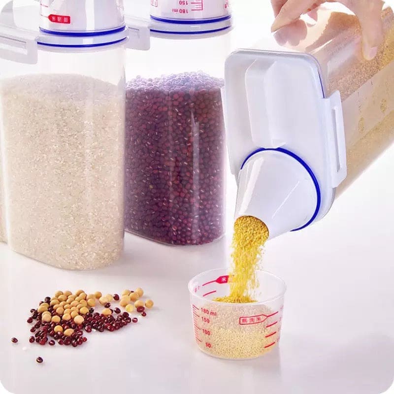 Amazing Airtight 2Kg Plastic Cereal Dispenser Storage Box, Food Grain Rice Container With Dispensing Mouth, Bottle Case For Food Seeds