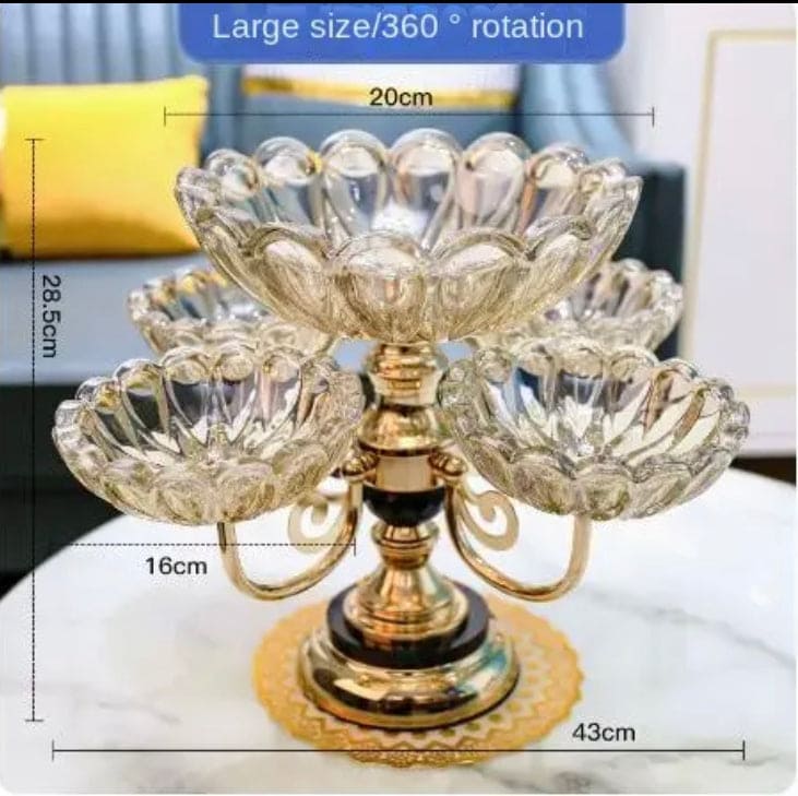 Multilayer Candy Platter, European Metal Fruit Bowl, Creative Light Luxury Snack Candy Plate,  Home Living Room Coffee Table Tray, Decorations Fruit Bowl, Rotatable Fruit Basket