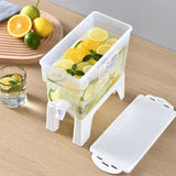 3.5L Party Drink Dispenser With Stand, Transparent Freezer Water Jugs, Cold Kettle Water Pitcher With Tap Jug, Summer Large Cold Kettle With Faucet, Beverage Dispenser Water Cool Jug, Plastic Pitcher With Lid, Beverages Dispenser With Dual Use Stand
