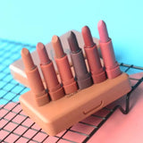 6 Pcs Pumpkins Color Matte Lipstick With Mirror, Heng Feng Color Lipstick, Mini Dry Lipstick Box, Long-lasting Lipstick Set