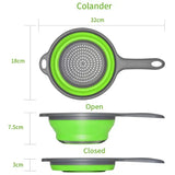 Foldable Colander Basket, Folding Vegetable Fruit Washing Basket Drain Strainer, Extendable Kitchen Colander Strainer With Handle, Round Kitchen Strainer for Draining, Over The Sink Vegetable/Fruit Flexible Strainer,  Folding Heat Resistant Colander