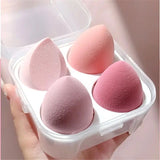 Set Of 4 Makeup Egg Blender, Foundation Powder Puff, Wet and Dry Powder Puff, Makeup Egg Cushion Beauty Tool, Cosmetic Makeup Blender With Storage Box