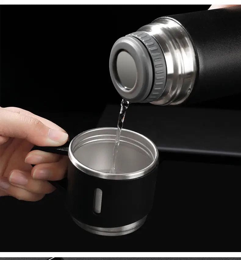 Vacuum Flask Mug Set, Stainless Steel Vacuum Flask Tumbler For Coffee Hot Water, Business Thermoses Mug, Double Layer Vacuum Insulated Flask Tumbler, Thermal Water Bottle, Leaf Proof Travel Mug, Trip Water Bottle For Car, 500Ml Bullet Thermos Bottle