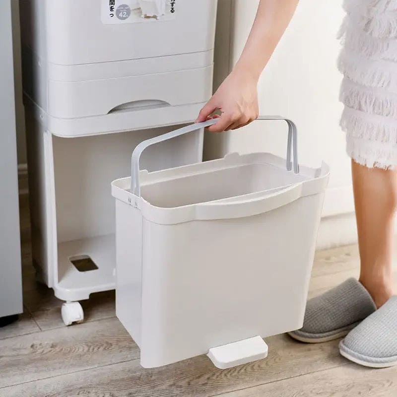 3 Layer Trash Bin, Kitchen Gargabe Can, Recyclable Vertical Trash Cabinet,  Household Waste Bin With Wheels, Large Plastic Cube Storage Bins Basket With Lid, Household Classification Bucket, 42L Three-layer Kitchen Separation Trash Can