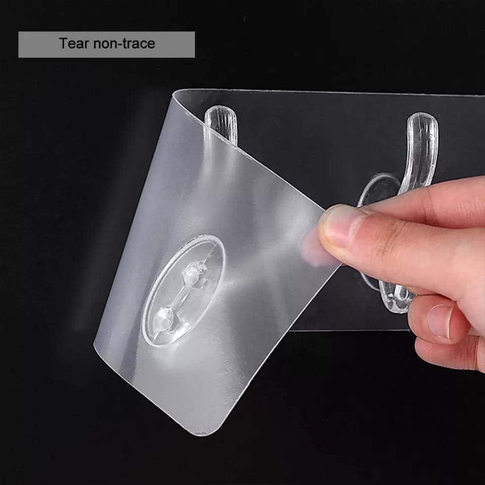 6 Hooks Hanging Sticker, Kitchen Storage Tools, Bathroom Hanger Storage Holder, Non-marking Strong Sticking Hanger