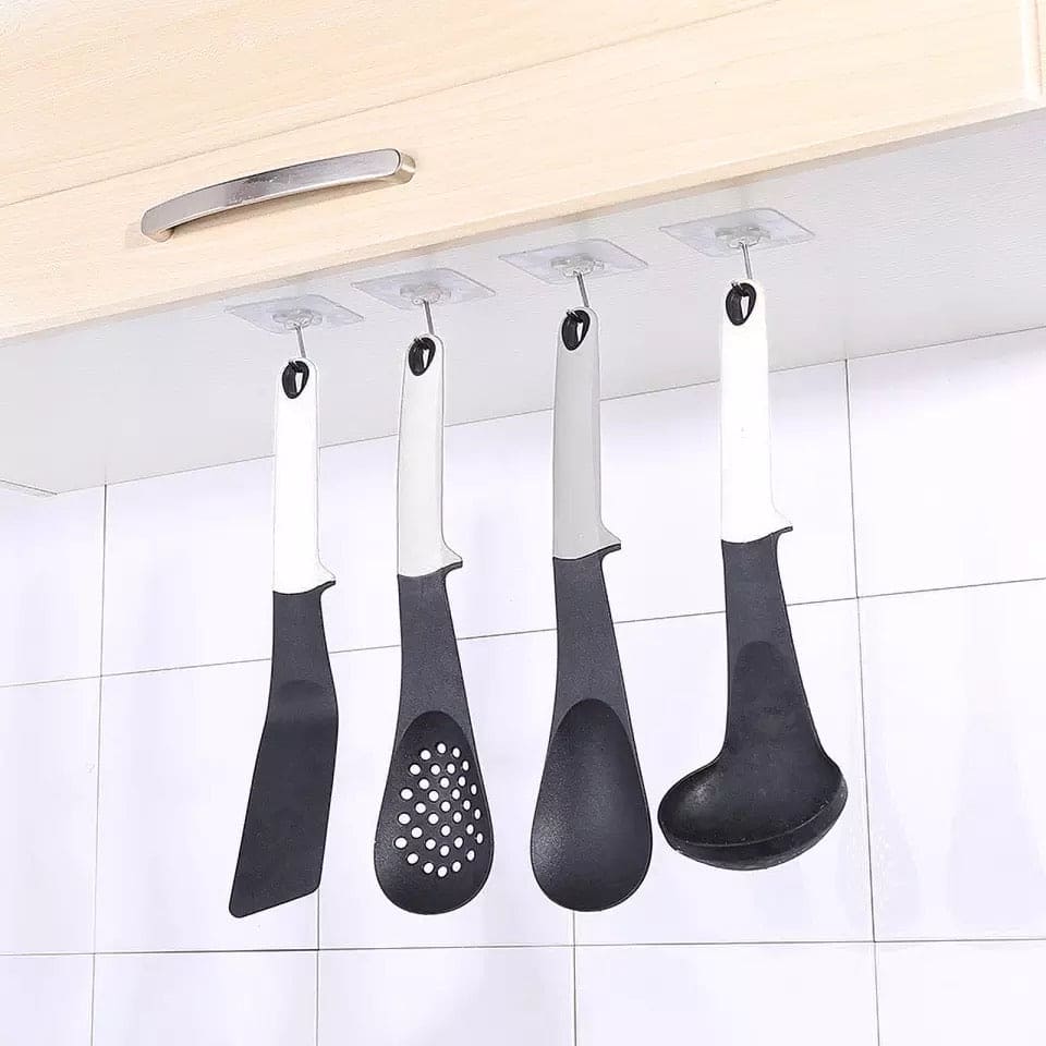 Set Of 10 Multipurpose Kitchen Wall Hook, Wall-Mounted Hanger Hook Suction Cups, Sticky Hook Suitable for Kitchen Bathroom, Adhesive Utensil Holder