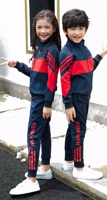 2 Pcs Sleeves Pattern Track Suit, Kids Tracksuit For Boys Clothing Sets Sport Suit, Kids Happiness Track Suit
