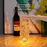 Rose Crystal Rechargeable Table Lamp, Diamond Touch Sensor Battery Desk Lamp, LED Romantic Desk Light, RGB Remote Control Night Light Projection Table Lamp