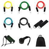 11 Pcs Pull Rope Exercise Fitness Bands, Exercise Resistance Bands with Handles, Exercise Bands with Door Anchor, Home Workout Training Equipment