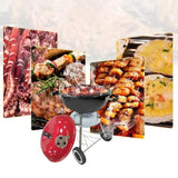 Charcoal Barbecue Grill, Barbecue Smoker Grill For Outdoor Cooking Camping, Heat Control Round BBQ Kettle, Portable Picnic Oven, Foldable Kebab Stove, Football Style BBQ Grill And Oven With Moving Stand, Trolley Grill Kettle